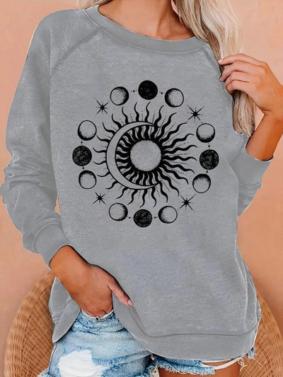 Nägus, huvitav, trükitud 2023. aasta uus O-kaelusega pikkade varrukatega naiste sügis- ja talvemood naisteriided Y2K vabaaja kapuuts