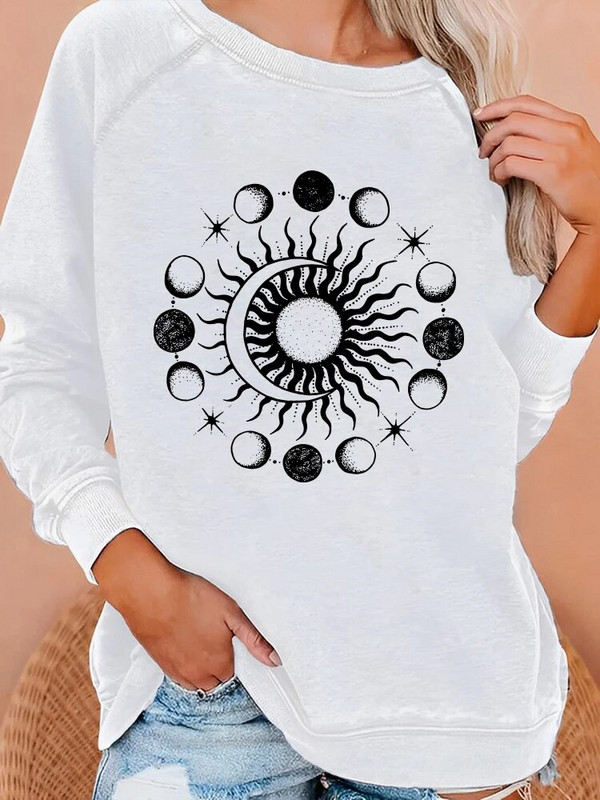 Nägus, huvitav, trükitud 2023. aasta uus O-kaelusega pikkade varrukatega naiste sügis- ja talvemood naisteriided Y2K vabaaja kapuuts