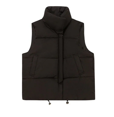 Moteriška liemenė be rankovių, žieminiai viršutiniai rūbai su užtrauktuku, šilti, lengvi, medvilninė apykakle su kišene