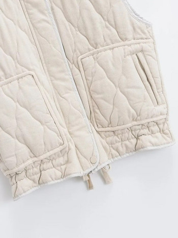 TRAF ZR Γυναικείο γιλέκο 2023 Χειμώνας και Φθινοπωρινό αμάνικο γιλέκο Γυναικείο Y2k Streetwear Ζεστό καθημερινό χοντρό γιλέκο New In Outwear