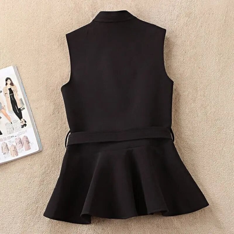 2023 Νέα άνοιξη για γυναίκες casual κοντό αμάνικο φανελάκι Γυναικεία vintage αμάνικα μπλούζες Γυναικείες μπλούζες με φιόγκους βολάν με ζώνη A194