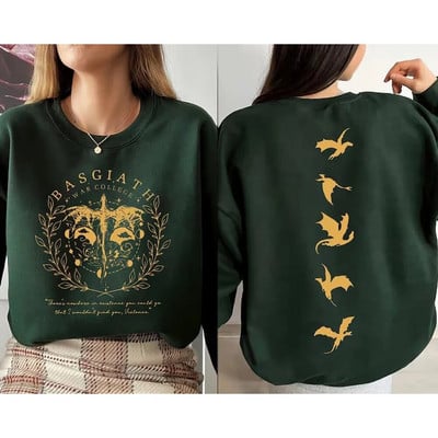 Ceturtā spārna divpusējs džemperis Basgiath War College džemperis Dragon Rider Hoodie Bookish džemperis ar garām piedurknēm džemperi