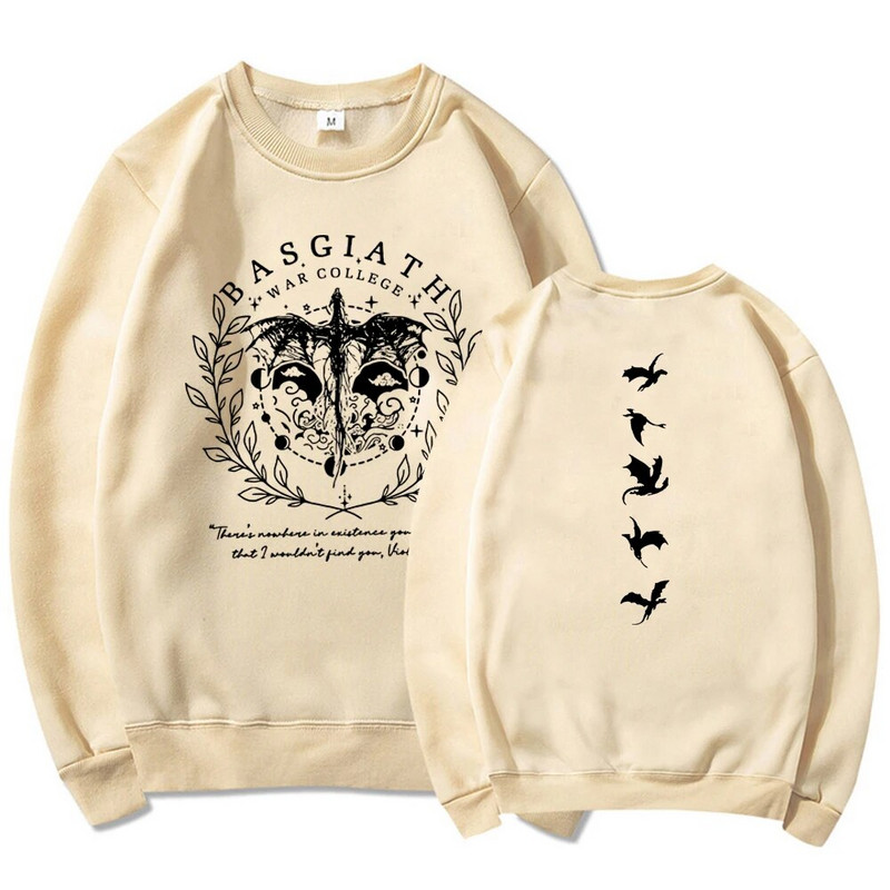 Fourth Wing dvostrana majica Basgiath War College majica Dragon Rider Hoodie Knjiški pulover Puloveri dugih rukava