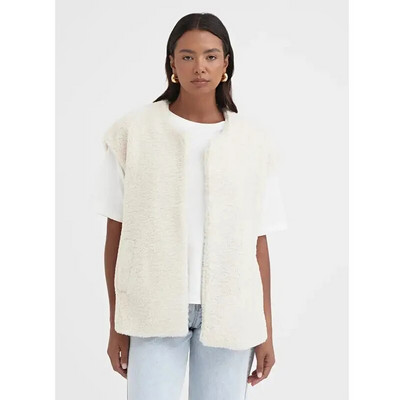 Μαλλί αρνί Γυναικείο γιλέκο Μόδα Αμάνικο Βαμβάκι Ζεστό Παχύ Γυναικείο Γιλέκο 2023 Χειμώνας Μασίφ Χαλαρά Γυναικεία Μπουφάν