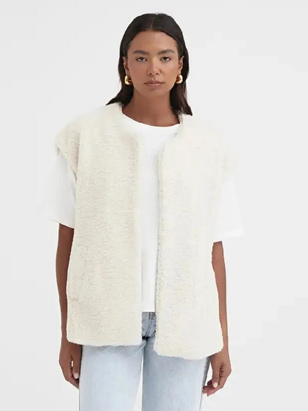 Μαλλί αρνί Γυναικείο γιλέκο Μόδα Αμάνικο Βαμβάκι Ζεστό Παχύ Γυναικείο Γιλέκο 2023 Χειμώνας Μασίφ Χαλαρά Γυναικεία Μπουφάν