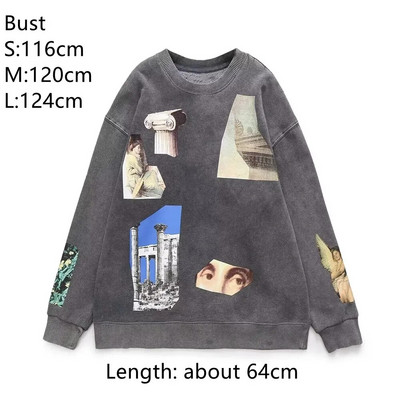 EDSA naiste vabaaja tüdrukute dressipluus 2023, uus moodne naiste ümarkaelus, pikkade varrukatega pleekinud efektiga kapuuts, šikk pullover