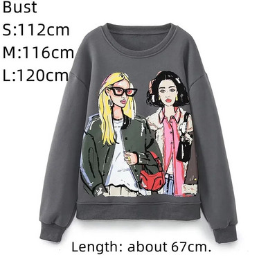 EDSA naiste vabaaja tüdrukute dressipluus 2023, uus moodne naiste ümarkaelus, pikkade varrukatega pleekinud efektiga kapuuts, šikk pullover