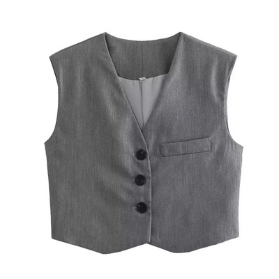 SLTNX TRAF Fashion Moteriška liemenė 2023 m. Vasaros prašmatnios V formos iškirptės liemenės be rankovių, moteriškos moteriškos baltos liemenės.