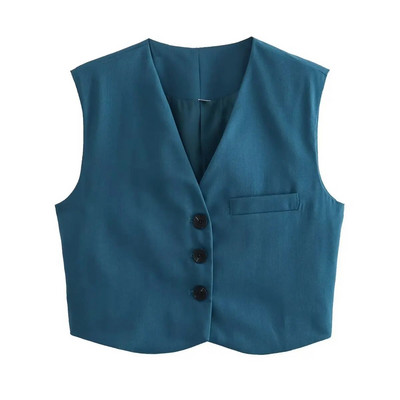 SLTNX TRAF Fashion Moteriška liemenė 2023 m. Vasaros prašmatnios V formos iškirptės liemenės be rankovių, moteriškos moteriškos baltos liemenės.