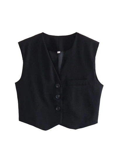 SLTNX TRAF Fashion Moteriška liemenė 2023 m. Vasaros prašmatnios V formos iškirptės liemenės be rankovių, moteriškos moteriškos baltos liemenės.