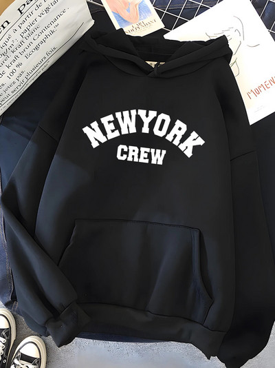 Hirsionsan New Yorgi kirjatrükiga dressipluus Naiste pehme vabaaja vaba spordirõivad Naiste kapuutsid soojad fliisist tüdrukute riided 2023 uus