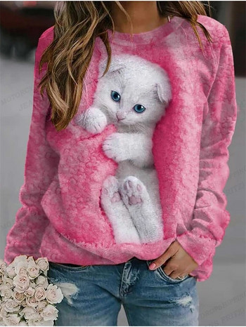 Lovely Cat Hoodie Γυναικεία μόδα Φούτερ με λαιμόκοψη Γυναικείες φούτερ Kawaii πουλόβερ Y2k Παλτό Kawaii Ρούχα Ανοιξιάτικα ρούχα με κουκούλα