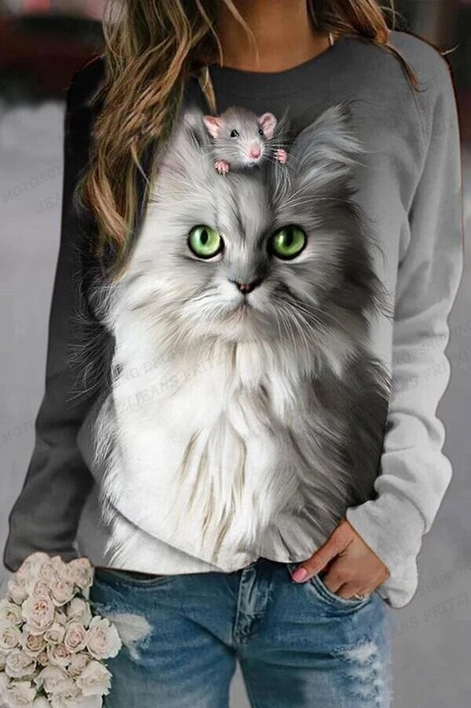 Ljupka majica s kapuljačom s mačkama Ženske modne majice s kapuljačom s O-izrezom Ženska znojnica Kawaii puloveri Y2k kaput Kawaii odjeća Proljetna odjeća s kapuljačom