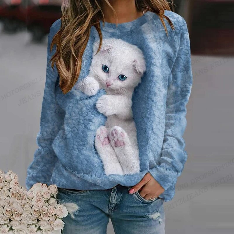 Ljupka majica s kapuljačom s mačkama Ženske modne majice s kapuljačom s O-izrezom Ženska znojnica Kawaii puloveri Y2k kaput Kawaii odjeća Proljetna odjeća s kapuljačom