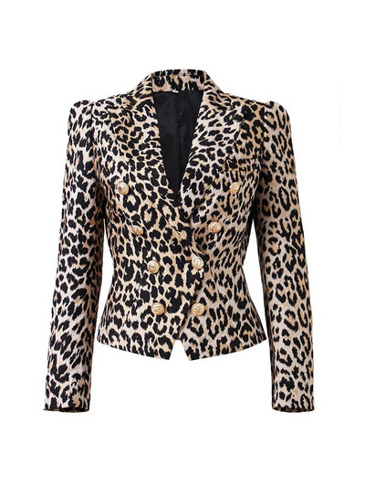 HIGH STREET Uusim 2023. aasta disainijakk, naiste õhuke lõvinööbid, kaherealine jakakaarest leopardbleiser