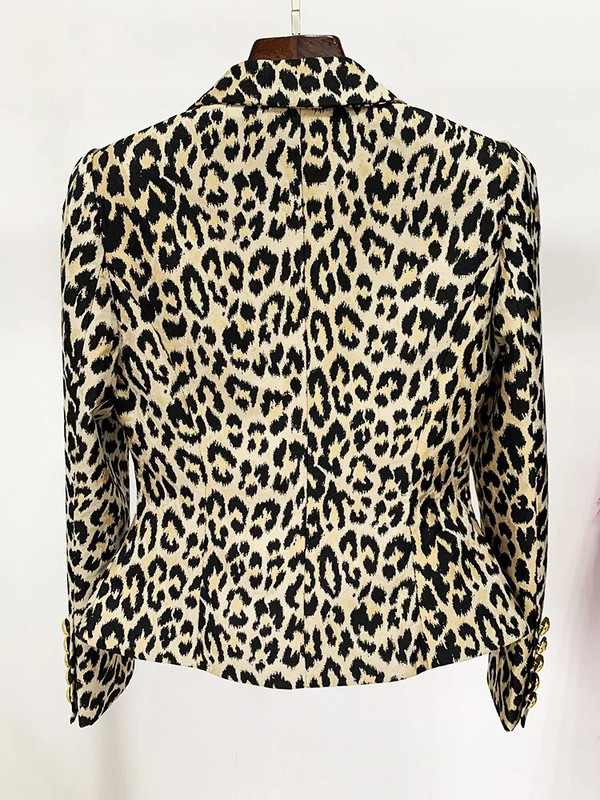 HIGH STREET Uusim 2023. aasta disainijakk, naiste õhuke lõvinööbid, kaherealine jakakaarest leopardbleiser