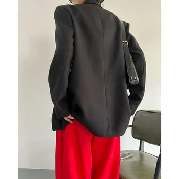 M-4Xl Streetwear Blazer Γυναικείο κοστούμι με κορδέλα με σχισμή σακάκι Κορεατικό γκρι υπερμεγέθη παλτό Κομψό Casual All Match Outwear Άνοιξη Φθινόπωρο