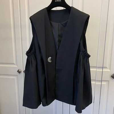 Ανοιξιάτικο γιλέκο φόρμας για γυναίκες Vintage αμάνικο φαρδύ καφέ γιλέκο Κορεάτικο επώνυμο επώνυμα γιλέκο Streetwear