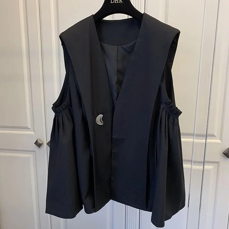 Ανοιξιάτικο γιλέκο φόρμας για γυναίκες Vintage αμάνικο φαρδύ καφέ γιλέκο Κορεάτικο επώνυμο επώνυμα γιλέκο Streetwear