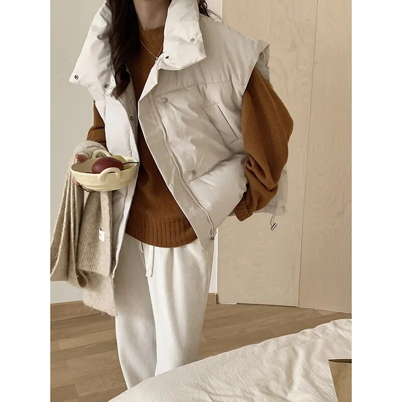 Vest Naiste talvised ülerõivad Uus lahtine paksendatud soe leib riided Stand krae varrukateta vest jakk puuvillane jakk