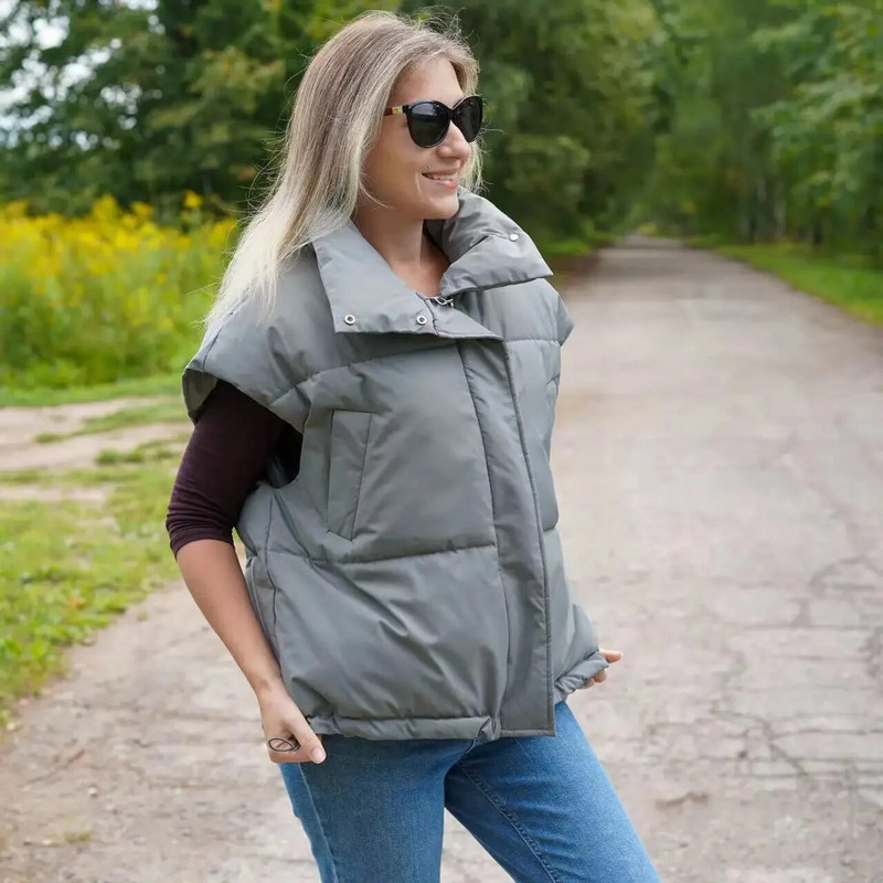 Vest Naiste talvised ülerõivad Uus lahtine paksendatud soe leib riided Stand krae varrukateta vest jakk puuvillane jakk