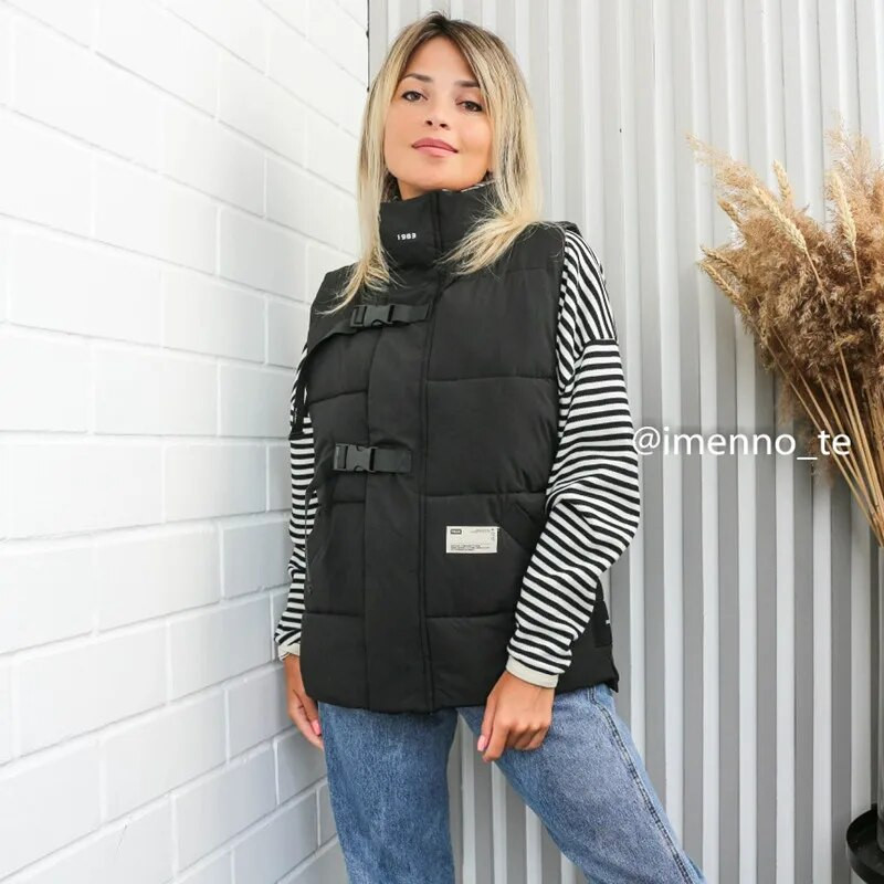 Vest Naiste talvised ülerõivad Uus lahtine paksendatud soe leib riided Stand krae varrukateta vest jakk puuvillane jakk