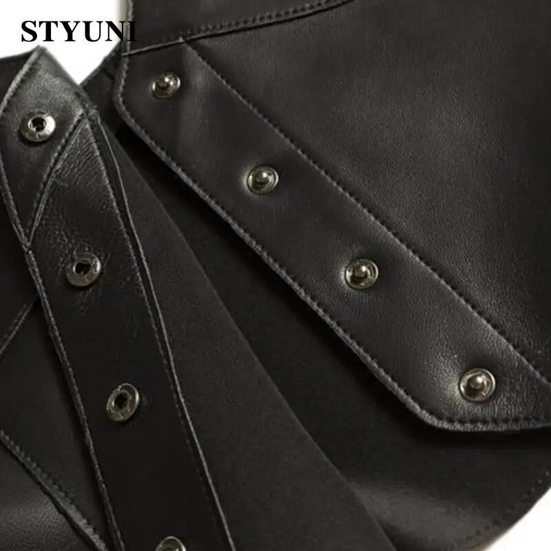 Fake PU Δερμάτινο V-λαιμόκοψη μονόστηθος Αμάνικο γιλέκο Γυναικείο γιλέκο κοντό παλτό σακάκι Κορεατικά μόδα μπουφάν για γυναίκες 2023