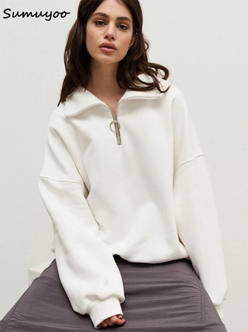 Sumuyoo Oversized Φούτερ και μπλούζες για γυναίκες Φθινοπωρινό Χειμώνας Χοντρό ζεστό φλις φούτερ για κορίτσια Streetwear Φαρδιά πουλόβερ