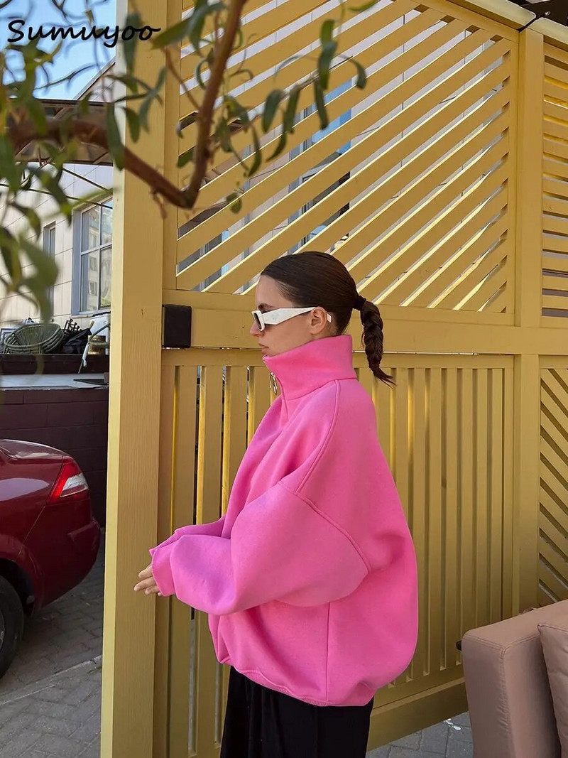 „Sumuyoo“ dideli gobtuvai ir megztiniai moterims rudens žiemai, stori, šilti vilnoniai megztiniai, mergaičių gatvės apranga, laisvi megztiniai