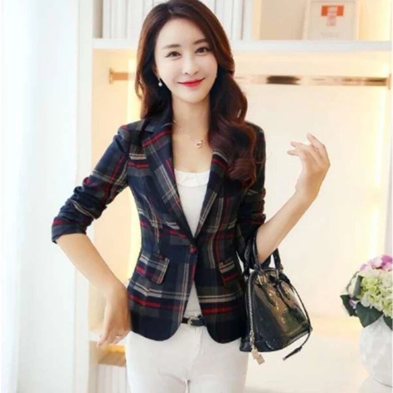 Kevad-sügis naiste bleiserid jakk Uus võre ühe nööbiga õhuke elegantne vabaaja kontori õhuke šikk tänava naiste bleiserid mantlid Topid