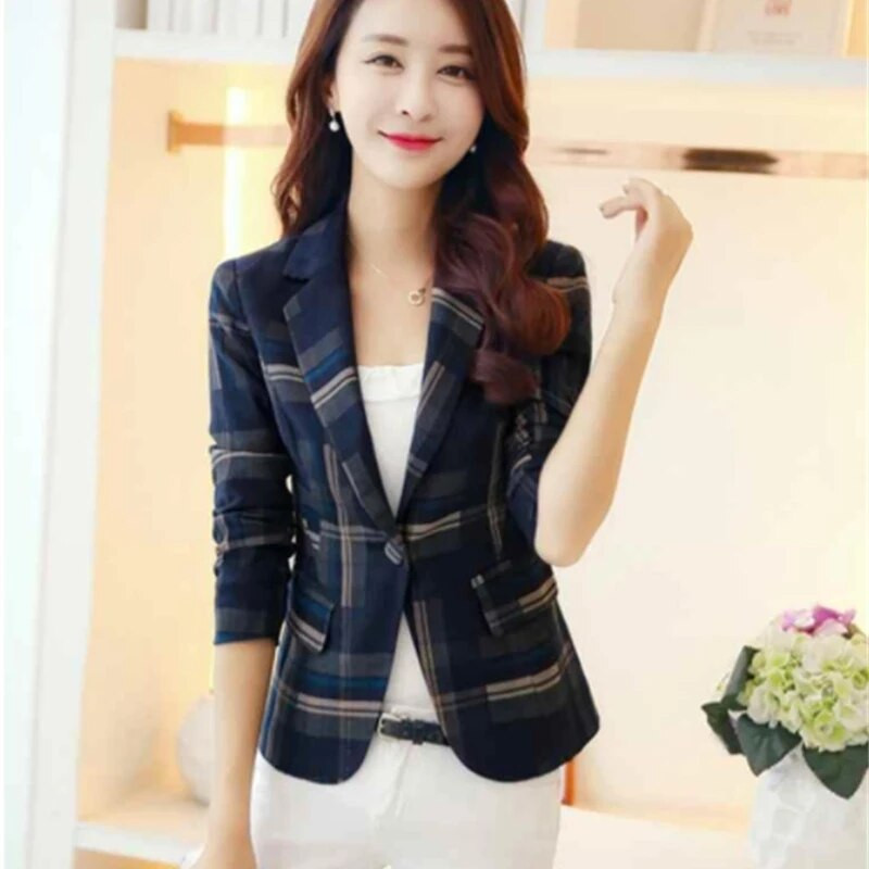 Kevad-sügis naiste bleiserid jakk Uus võre ühe nööbiga õhuke elegantne vabaaja kontori õhuke šikk tänava naiste bleiserid mantlid Topid