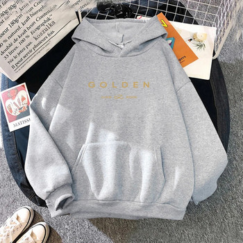 JungKook Golden Hoodie Γυναικεία αισθητική που στέκονται δίπλα σας Φουκούλες Unisex άλμπουμ Επιστολή εκτύπωσης Χρυσά πουλόβερ Φούτερ Κορέα