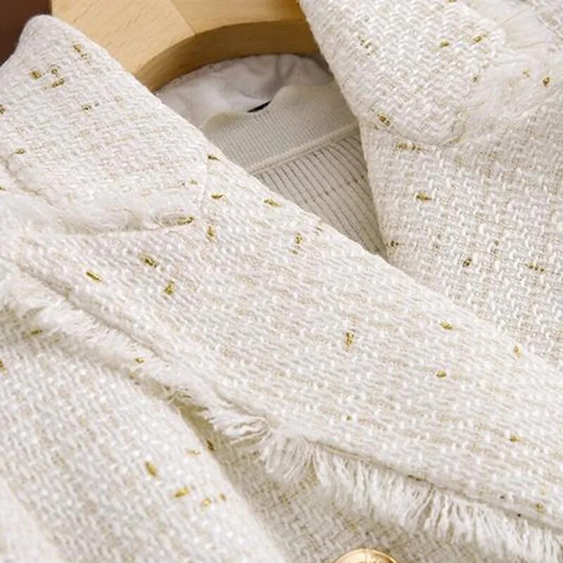 Μικρό άρωμα παλτό Γυναικεία σακάκια 2023 Νέο Ανοιξιάτικο φθινόπωρο με διπλό στήθος χρυσή γραμμή κοστούμι Γυναικείο πανωφόρι Tweed Blazer