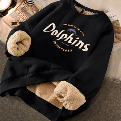 ΕΥΝΗΣΗ Φθινοπωρινό Χειμώνα Γυναικείες Μπλούζες Lambswool Thicken Thermal Φούτερ εμπριμέ Cute Fleece Ζεστές κουκούλες Γυναικείες Casual Loose Φούτερ