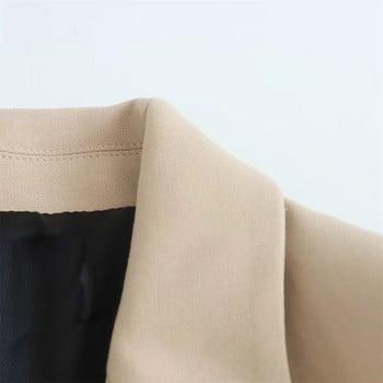 2023 нов дамски висококачествен моден дълъг сако със златни копчета в евроамерикански стил