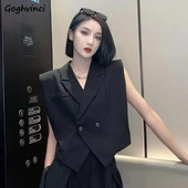 Vestid Naiste kottis, must temper, kontoriproua BF šikk disainiga lahedad tänavariided korea stiilis vintage suvemantlid sälguga trendikas