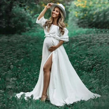 Φόρεμα Boho Cotton Photoshoot εγκυμοσύνης 2 σε 1 Φόρεμα Bohemian Pregnant Woman Photography