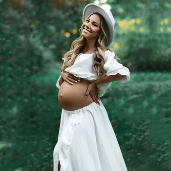 Φόρεμα Boho Cotton Photoshoot εγκυμοσύνης 2 σε 1 Φόρεμα Bohemian Pregnant Woman Photography