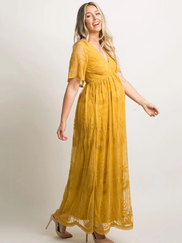 Raseduse kleidid fotosessiooniks suveks V kaelusega valge pitsiline lühikeste varrukatega raseduskleit Rasedate naiste fotograafia maxi kleit