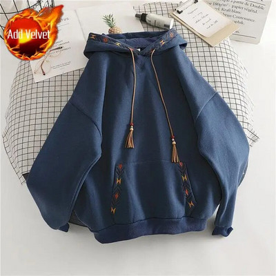 Pusad Baggy armsad vabad kapuutsiga topid Kawaii naiste dressipluusid, puuvillased uudsed, soojad paksud disainitud uued naisteriided