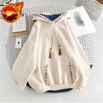 Pusad Baggy armsad vabad kapuutsiga topid Kawaii naiste dressipluusid, puuvillased uudsed, soojad paksud disainitud uued naisteriided