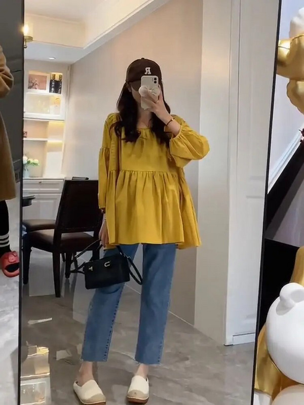 2023. aasta suvised rasedate naiste särgid, ühevärvilised moodsad O-kaelusega kolm neljandikku varrukatega plusssuuruses rasedatele mõeldud pluusid lahtised vabaaja topid