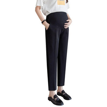 2023 г. Коремни панталони за бременни летни черни елегантни официални панталони за бременни с дължина до глезена Работно облекло за бременност с джобове