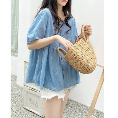 Καλοκαιρινή κοντομάνικη μπλούζα για έγκυες γυναίκες με κούφια δαντέλα συνονθύλευμα με λαιμόκοψη V με ψηλή μέση πουκάμισα εγκυμοσύνης Loose tops εγκυμοσύνης