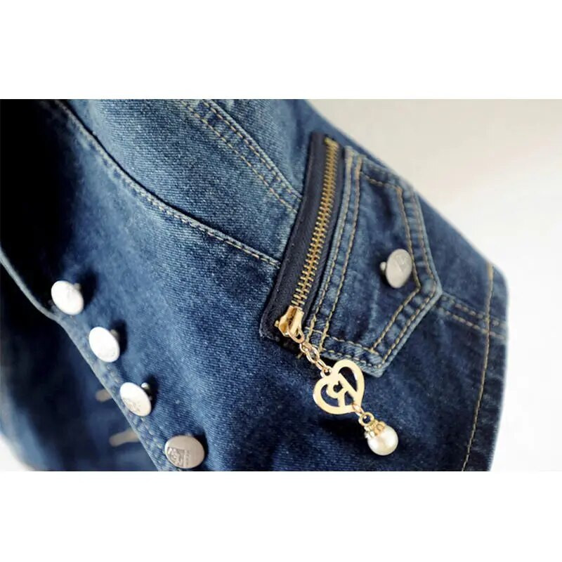 PTKPCC Ležerne ženske majice Ženska traper jakna Proljetna jesen Odjeća bez rukava Kratke traperice Prsluci s jednim kopčanjem 5XL