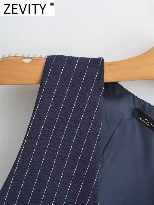 Zevity naiste mood, V-kaelusega triibuline print, õhuke vestiga jakk naistele, varrukateta, ühe pandlaga, äripinnaga vest-mantel CT3825