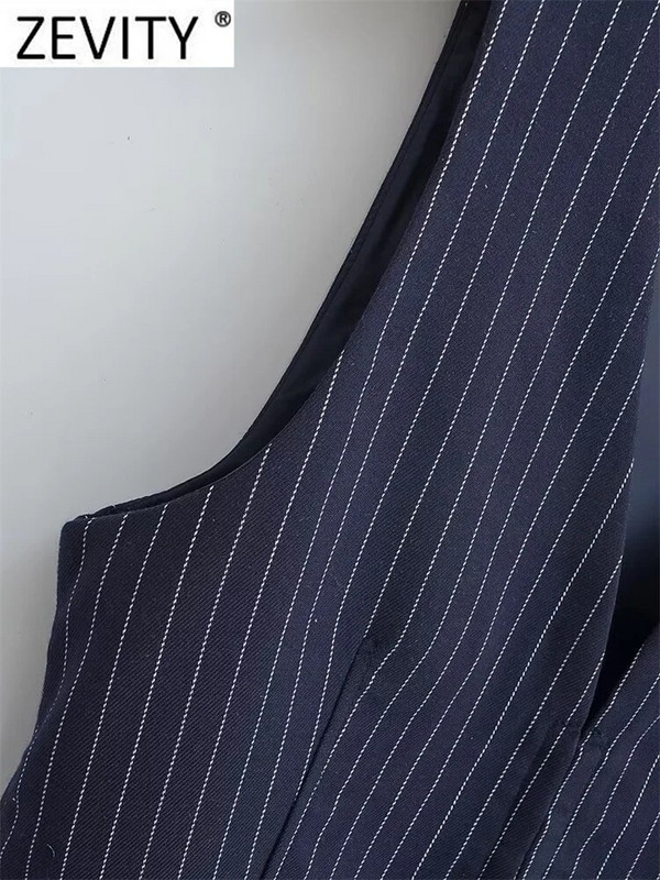 Zevity naiste mood, V-kaelusega triibuline print, õhuke vestiga jakk naistele, varrukateta, ühe pandlaga, äripinnaga vest-mantel CT3825