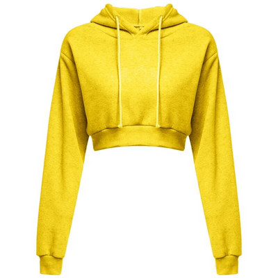 Σπορ πουλόβερ Μακρυμάνικο casual ανοιχτό αφαλό μασίφ φούτερ με κουκούλα κοντό πουλόβερ με κουκούλα