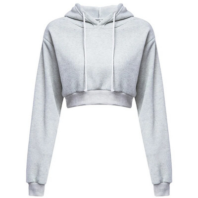 Σπορ πουλόβερ Μακρυμάνικο casual ανοιχτό αφαλό μασίφ φούτερ με κουκούλα κοντό πουλόβερ με κουκούλα