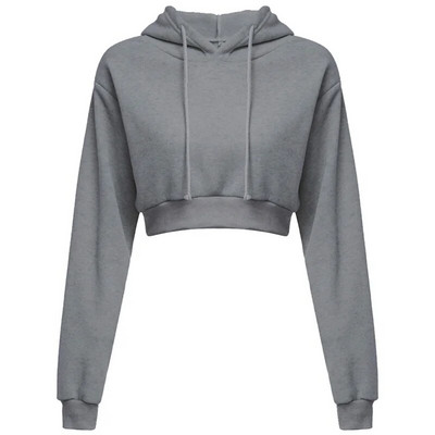 Σπορ πουλόβερ Μακρυμάνικο casual ανοιχτό αφαλό μασίφ φούτερ με κουκούλα κοντό πουλόβερ με κουκούλα